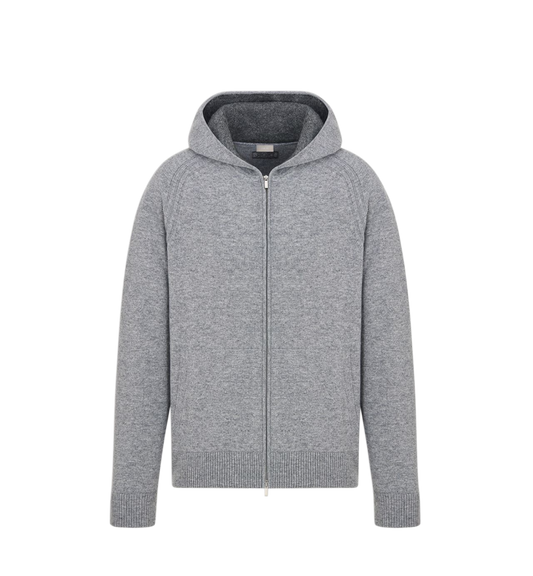 DIOR — Sweatshirt à Capuche Dior en Jersey de Cachemire Gris