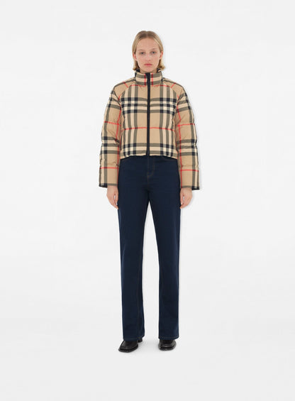 BURBERRY — Doudoune Courte Vintage Check Beige