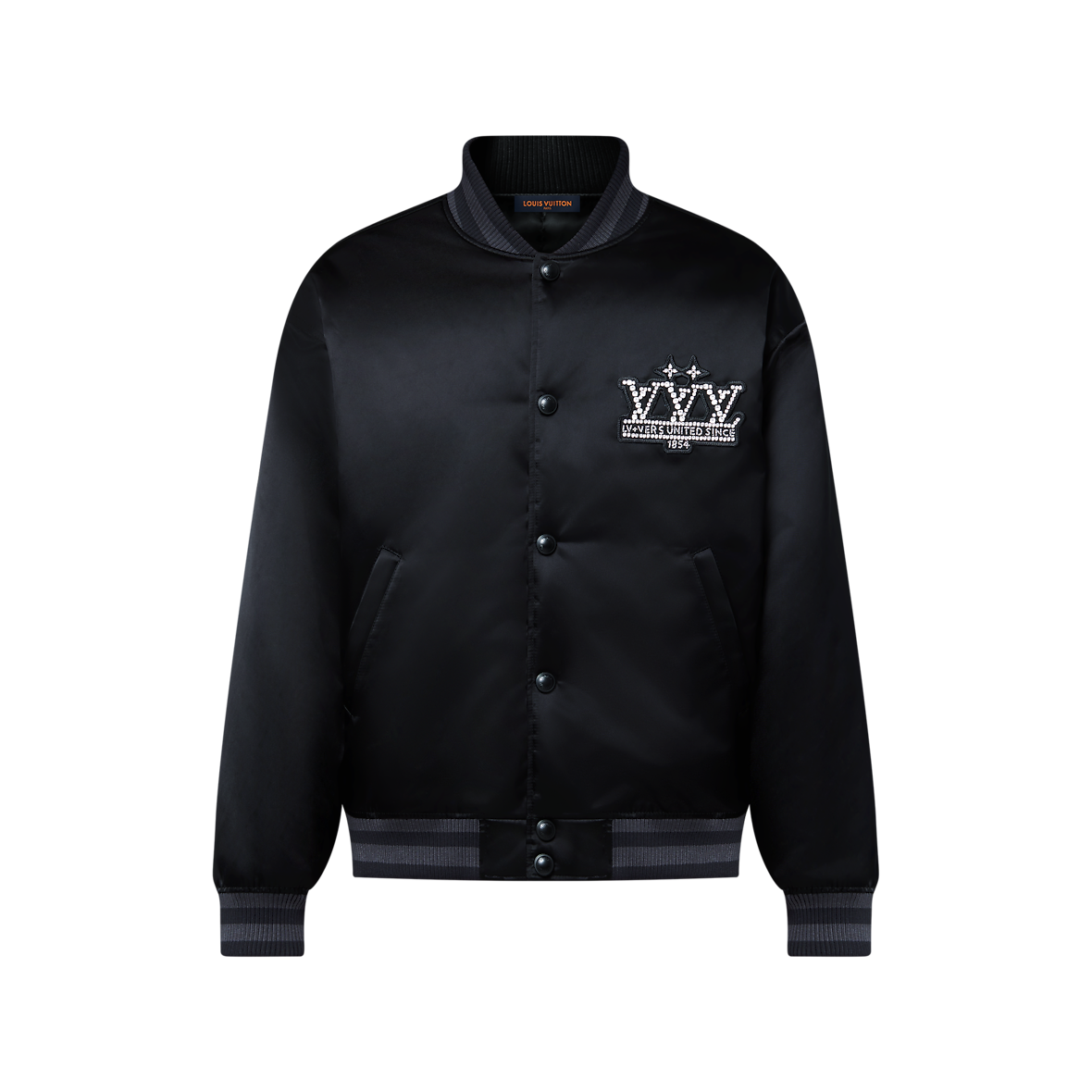LOUIS VUITTON — Blouson Baseball LV Vers United Ornémenté en Nylon Noir